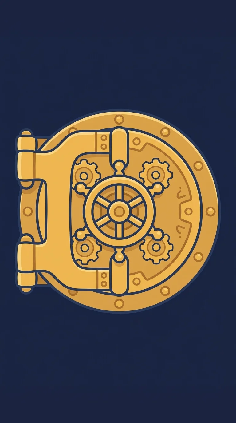 A large gold bank vault door